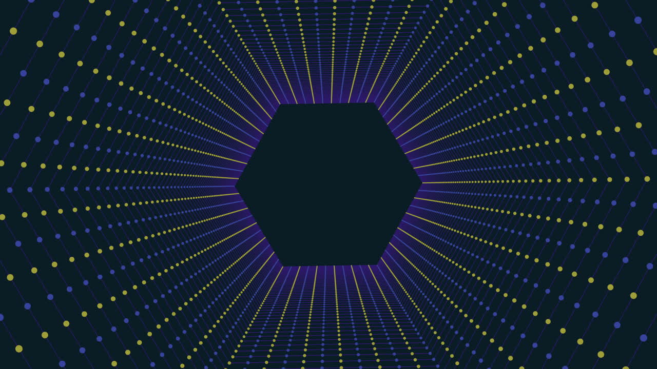 노란색과 파란색의 점이 있는 육각형 구조