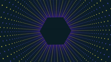 a hexagon shaped structure with yellow and blue dots