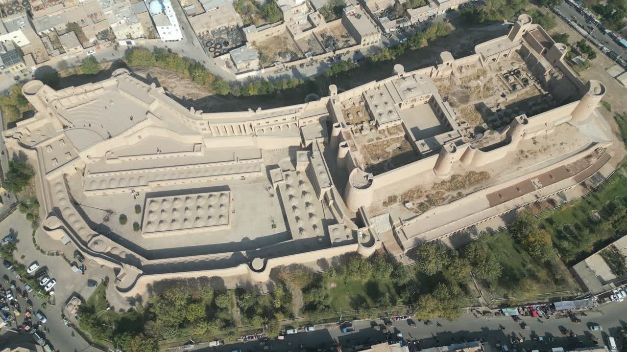 Herat Citadel Fortress top down aerial drone shot, Afghanistan