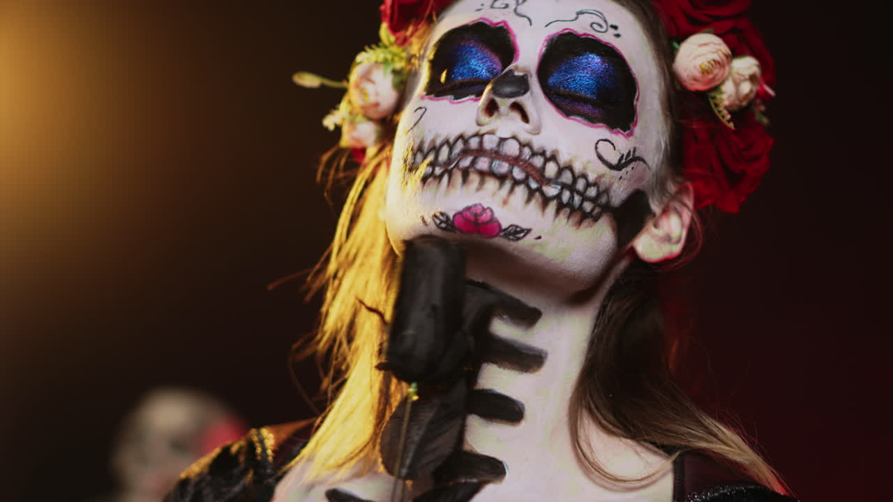 Woman in Day of the Dead Makeup and Costume