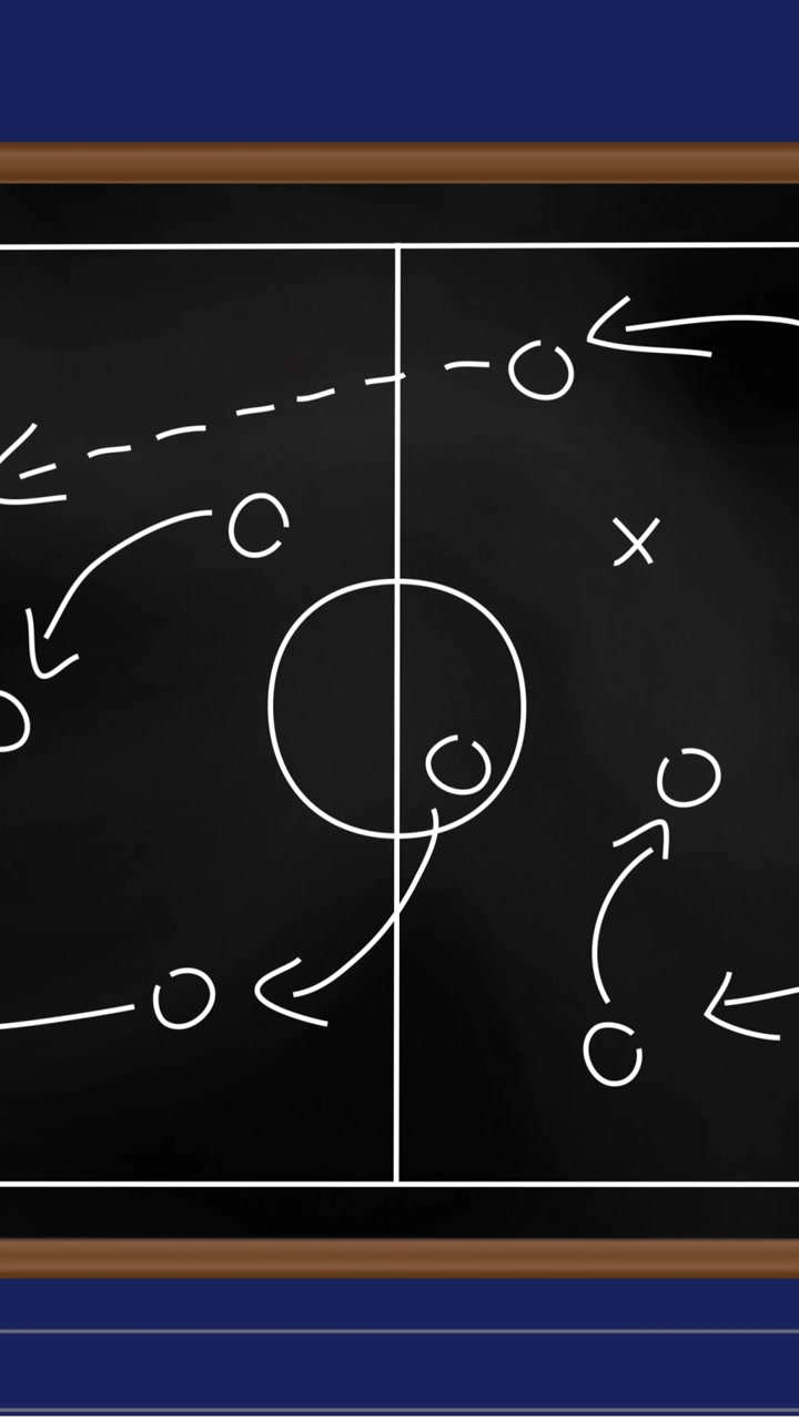 Animation of football game strategy plan against blue lined paper background