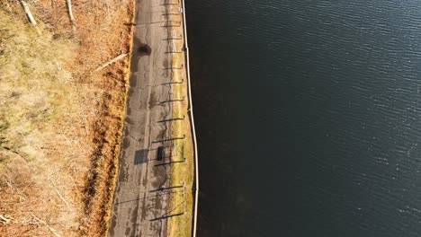 fast moving track along mona lake walking path