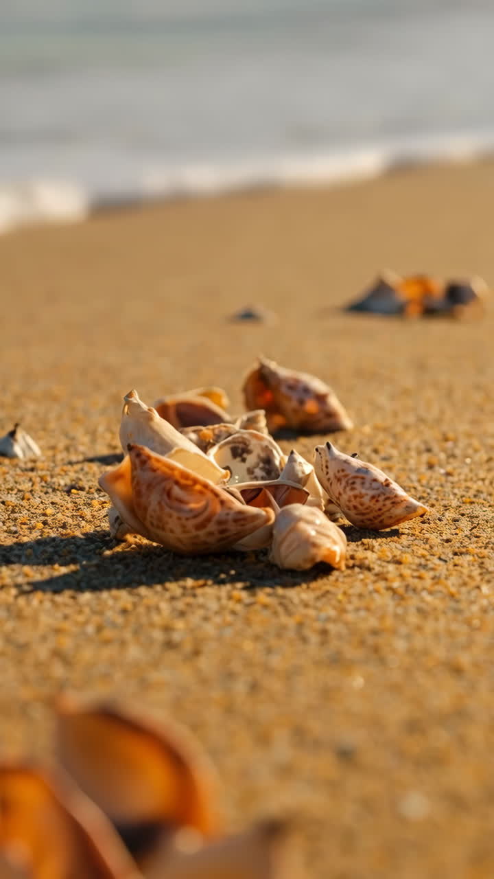 conchas marinas en una playa de arena