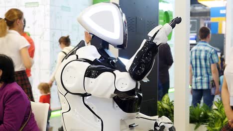 robot at a trade show