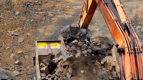 excavator working in quarry. heavy excavator working at the construction site