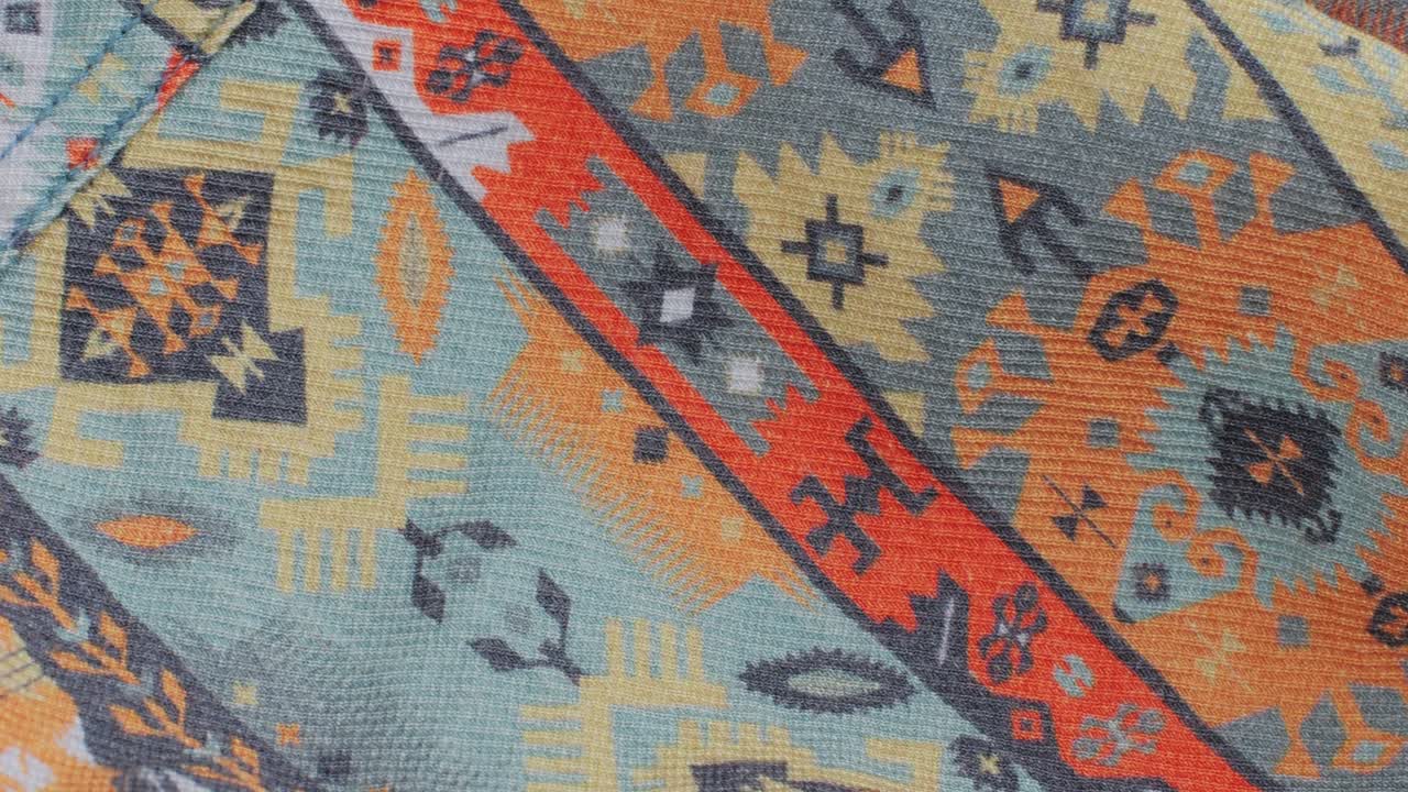 Colorful textile cloth texture close-up macro. Fashion fabric multicolor. High quality 4k footage