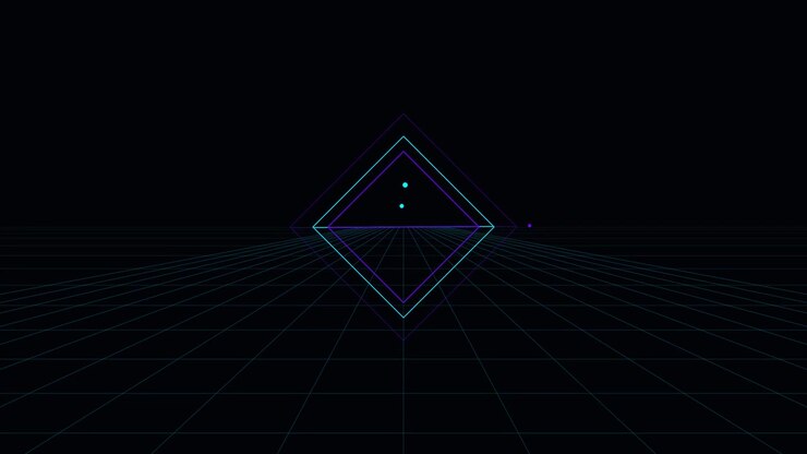 Abstract Geometric Animation with Rotating Neon Squares and Grid