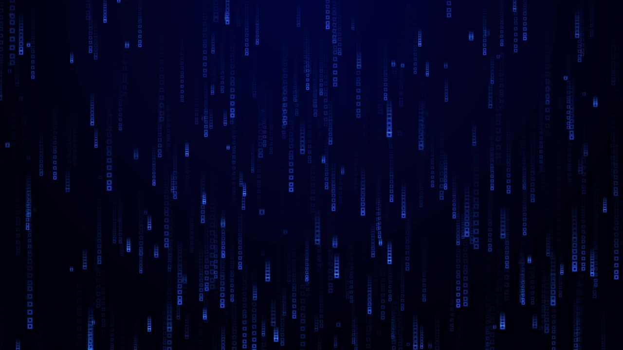 Abstract Digital Data Stream with Falling Blue Squares