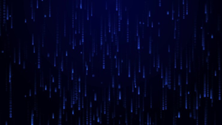 Abstract Digital Data Stream with Falling Blue Squares