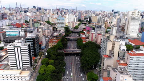 aerial view of radial leste, that conect the city west-east, sao paulo, brazil