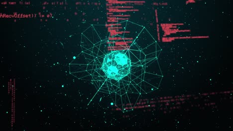 animación del procesamiento de datos sobre formas geométricas abstractas que giran contra un fondo negro