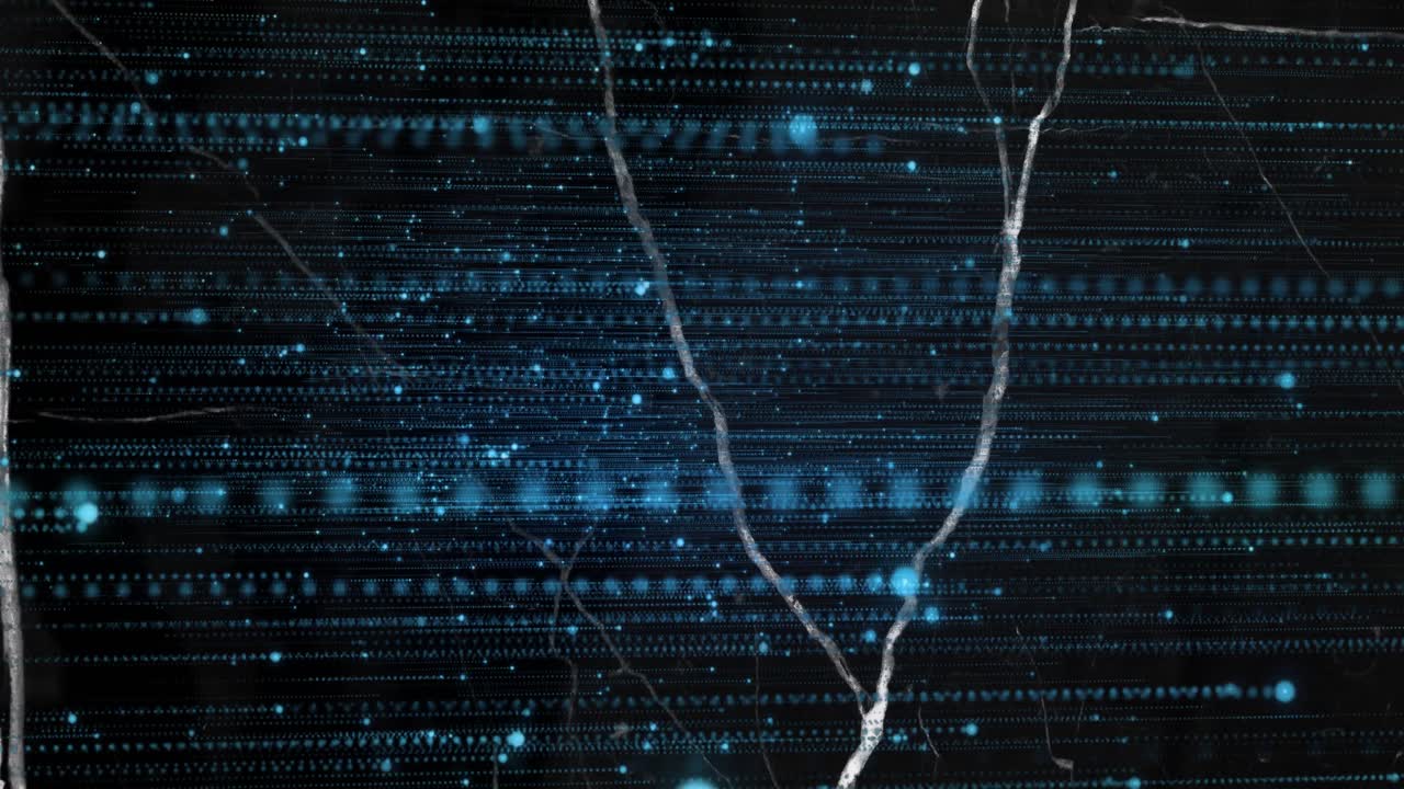 Silver veins appearing from top, extending and branching while particles pulsing, visualizing data