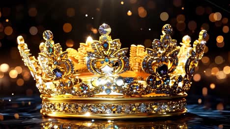 una corona de oro con diamantes en un fondo negro