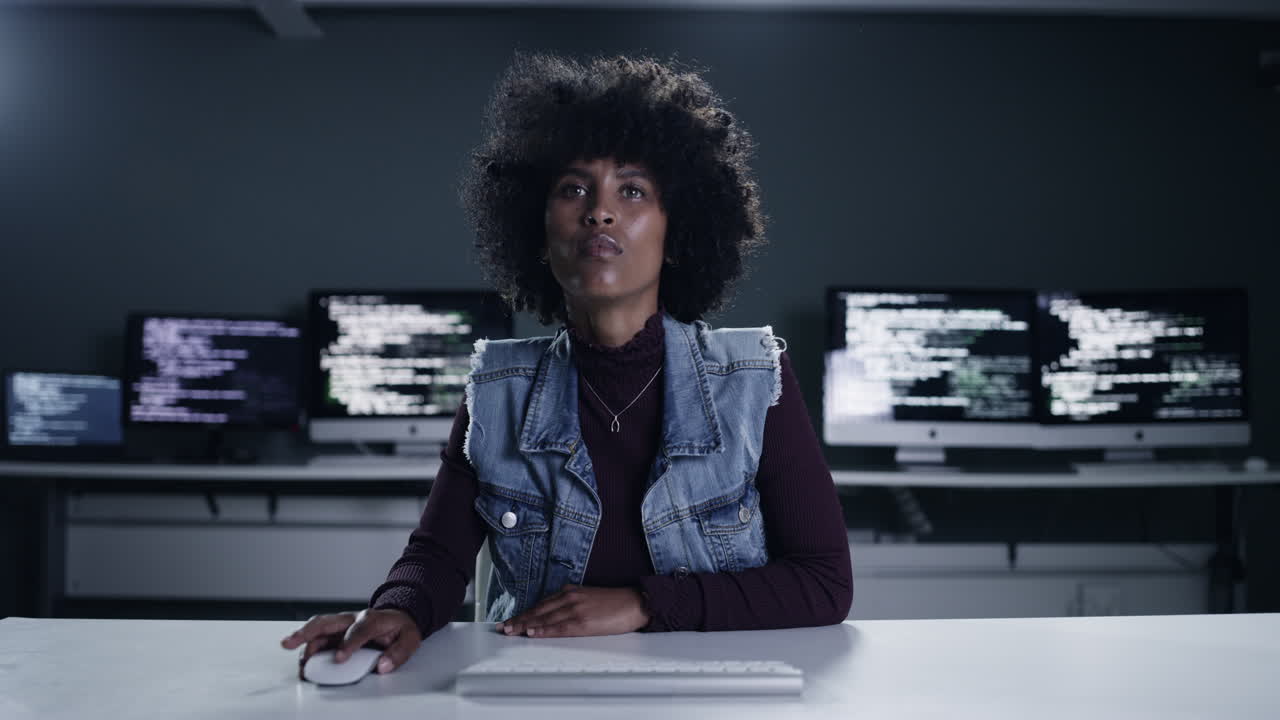 4k footage of a young female programmer using