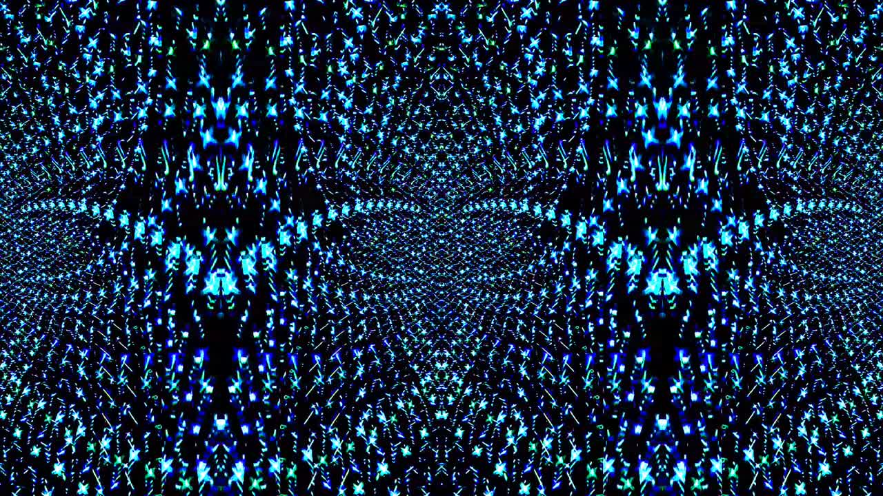 Abstract Kaleidoscope pattern with red blue colors. Magic mandala. 4k