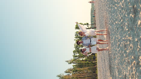 friends having fun on the beach