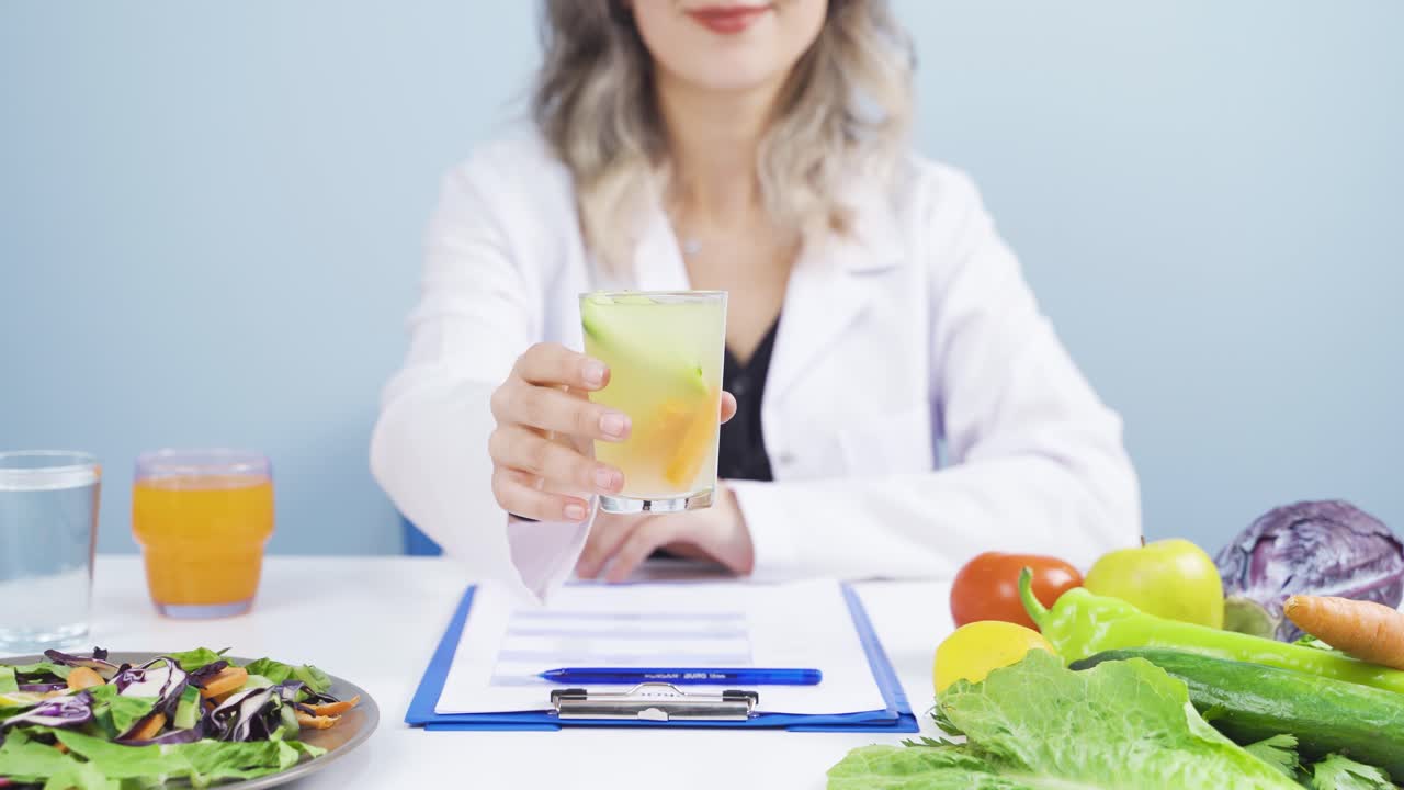 médico dietista que da un mensaje para prestar atención a la nutrición.