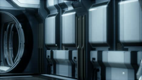 renderización en 3d de un corredor de nave espacial de ciencia ficción realista