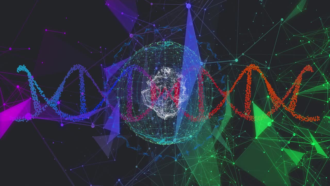 animación de la cadena de adn sobre el procesamiento de datos