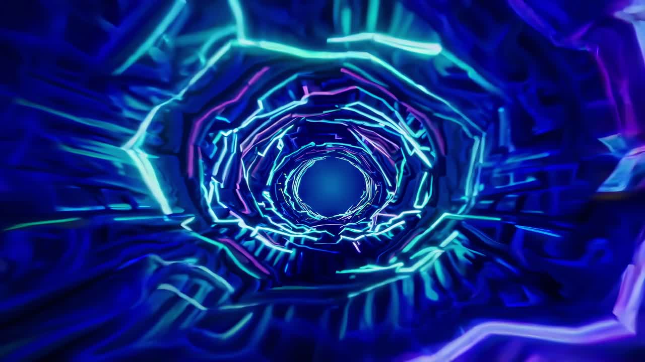 Abstract Neon Geometric Tunnels