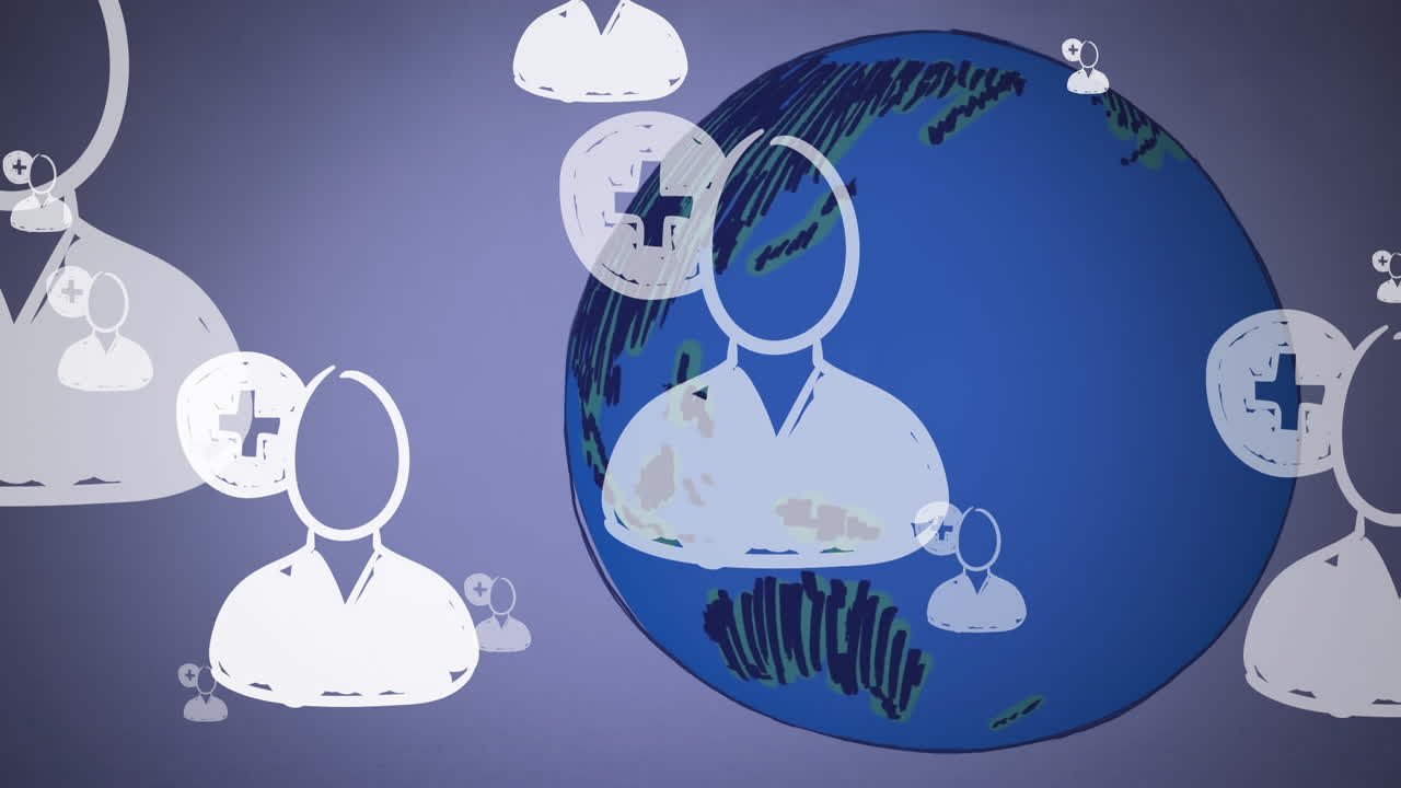 전 세계 소셜 미디어 사람들의 아이콘의 애니메이션