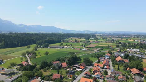 Aerial-Shot-of-rural-landscape-in-Thun,-Switzerland