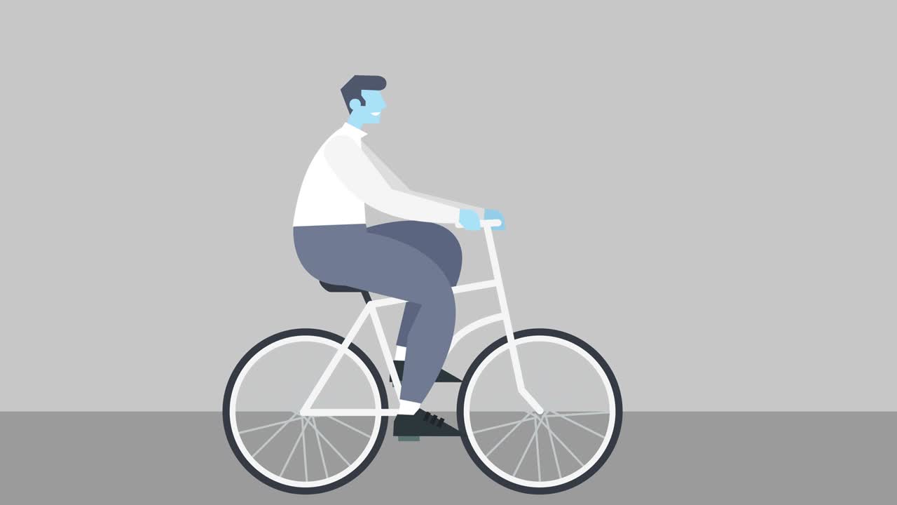 Cartoon Man Character Design Bike Cyclist Bicycle Ride Flat Style Isolated 2d Animation