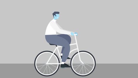 cartoon man character design bike cyclist bicycle ride flat style isolated 2d animation