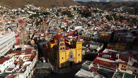 fast aerial dolly of guanajuato downtown in mexico