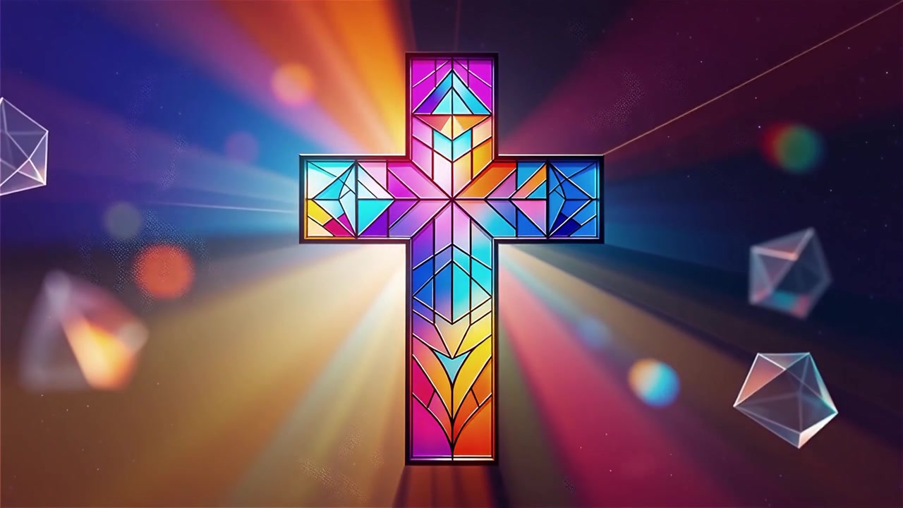 Cruz Cristiana con Luz Celestial, Fondo para Adoración.