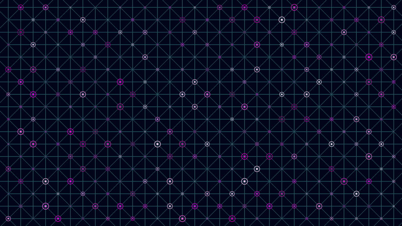 검은 바탕에 반복되는  점 디자인의 육각형 파란색 격자 패턴