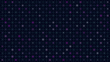 patrón de cuadrícula azul hexagonal en fondo oscuro que repite el diseño de puntos blancos