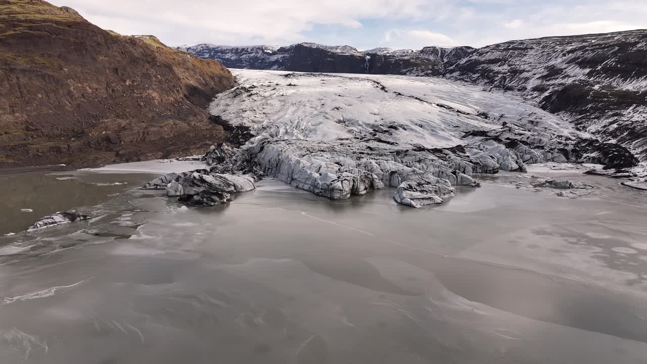 frozen glacier landscape aerial Sólheimajökull Mýrdalsjökull Gletscher Iceland