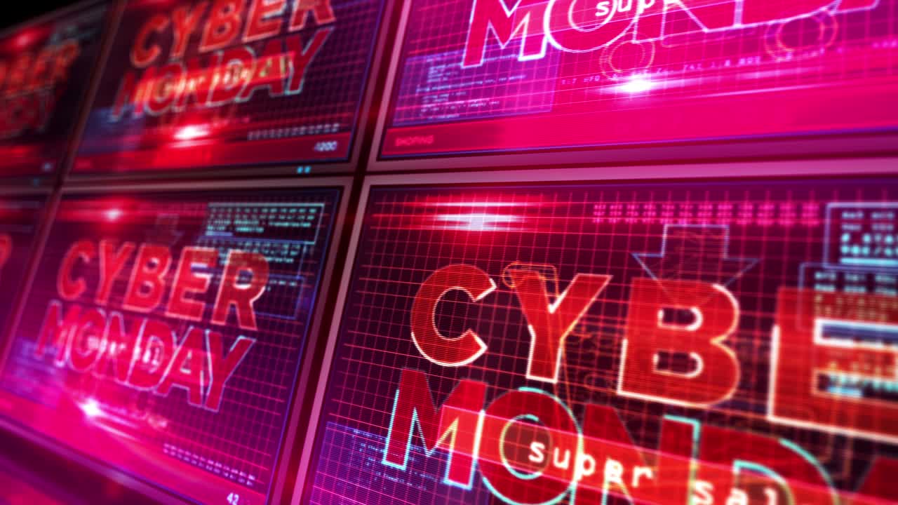 사이버 월요일 방송 화면에 상징 애니메이션