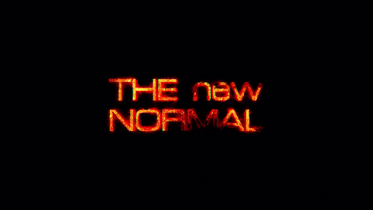 Fire burn text of The New Normal Word. The golden red shine lighting of The New Normal   loop animation.4K 3D rendering isolated transparent with alpha channel Quicktime prores 4444.