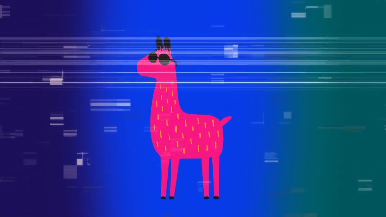 Pink llama against scrambled effect
