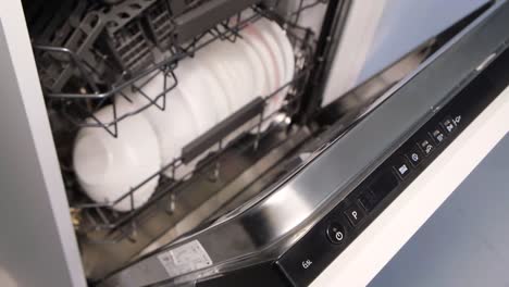 woman loading dishes into dishwasher in modern kitchen