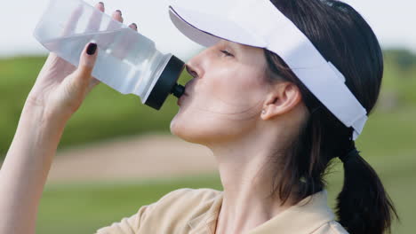 Mujer-Caucásica-En-El-Campo-De-Golf.