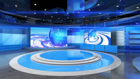 3d virtual news studio background loop