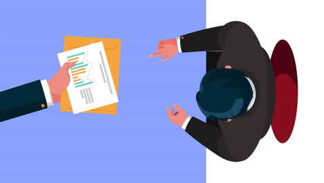 animación de la planificación financiera de la economía con personas empresariales y documentos