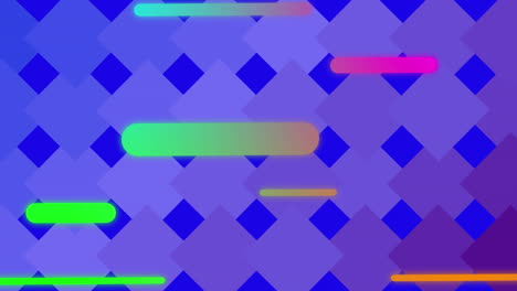 animación de rayas de colores vibrantes sobre un fondo azul con patrones