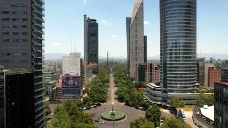 drone-shot-of-cyclists-exercising-on-reforma-avenue-in-mexico-city-at-Sunday