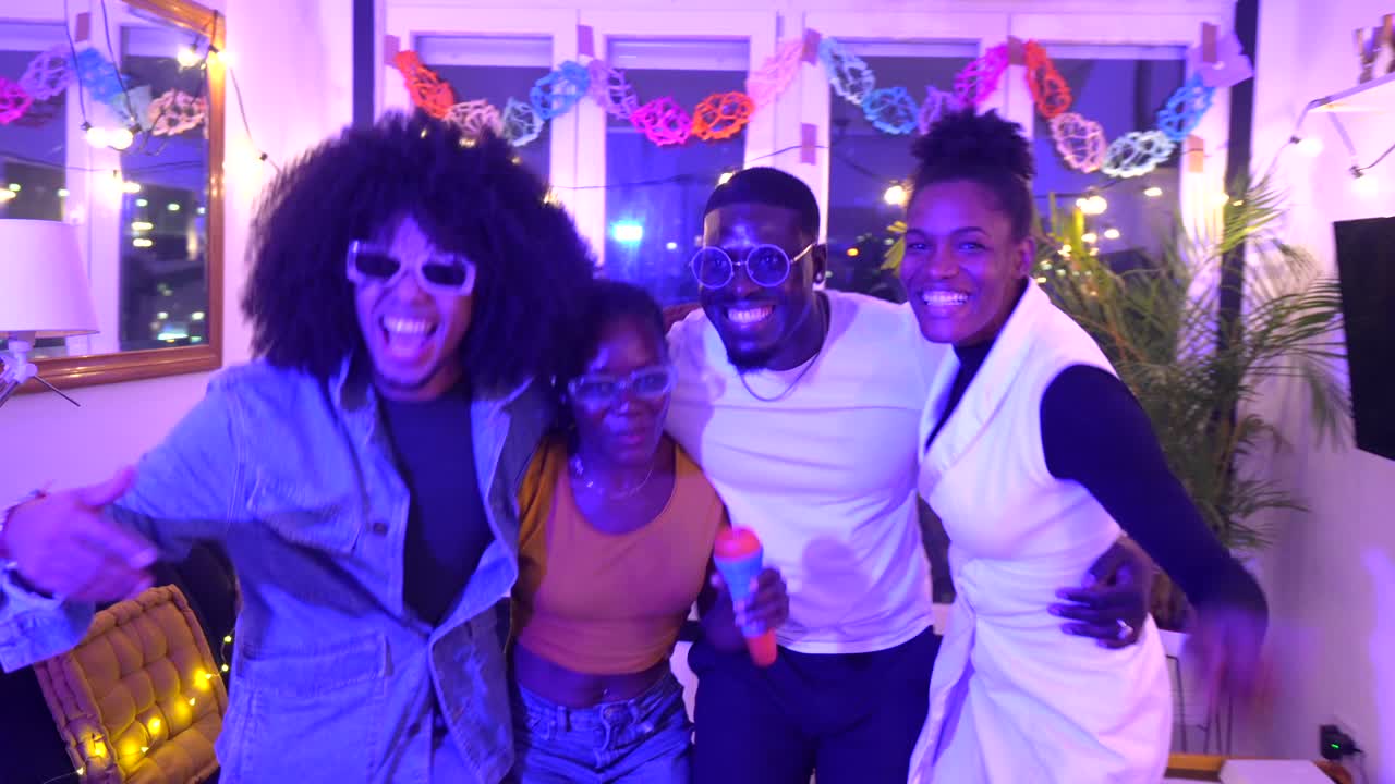 Friends Celebrating at an Indoor Party