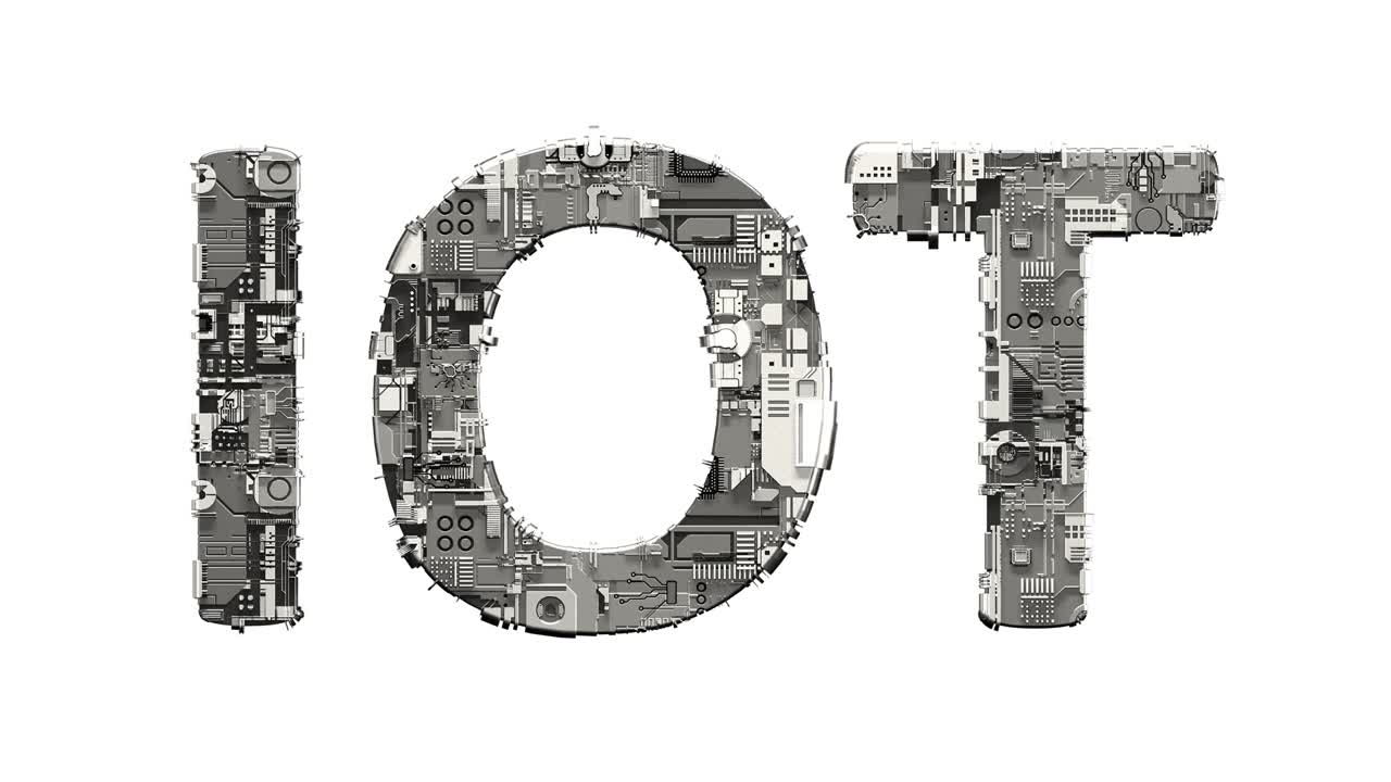 iot texto de chatarra de metal tecnogénico detalles cibernéticos, aislados - video de bucle