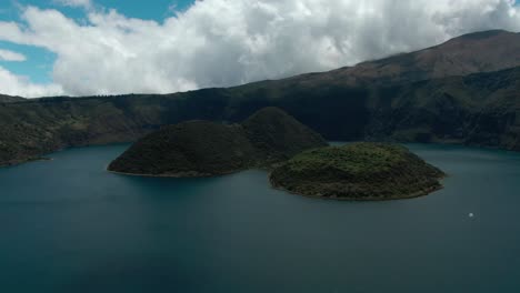 cuicocha lake in ecuador in a flight drone