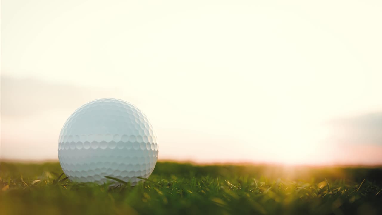 Golfbal op Groen Gras met Gouden Uur Licht