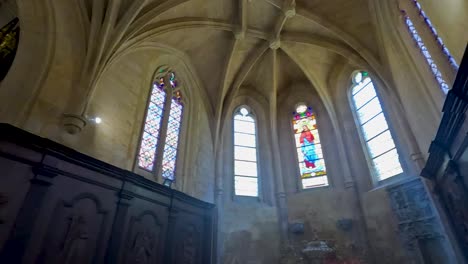 stained glass windows in a historic church