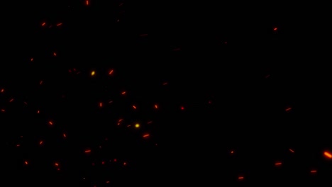 abstract ardiendo chispas calientes fuego embrasas partículas al azar volando alrededor. 4k 3d renderización de fuego partículas brillantes en negro aisladas con transparencia utilizando prores 4444. efecto de superposición de pantalla de polvo de fuego.