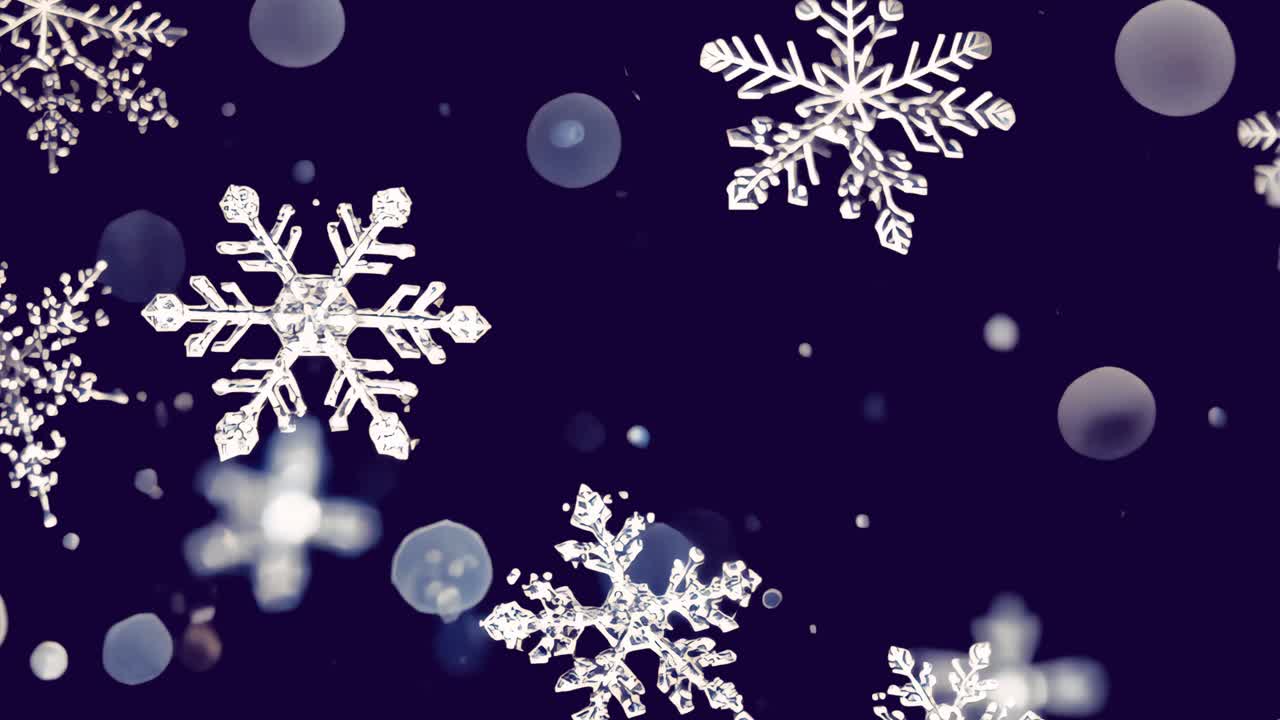 Delicate snowflakes falling animated overlay, transparent 4K video, alpha channel, ProRes 4444