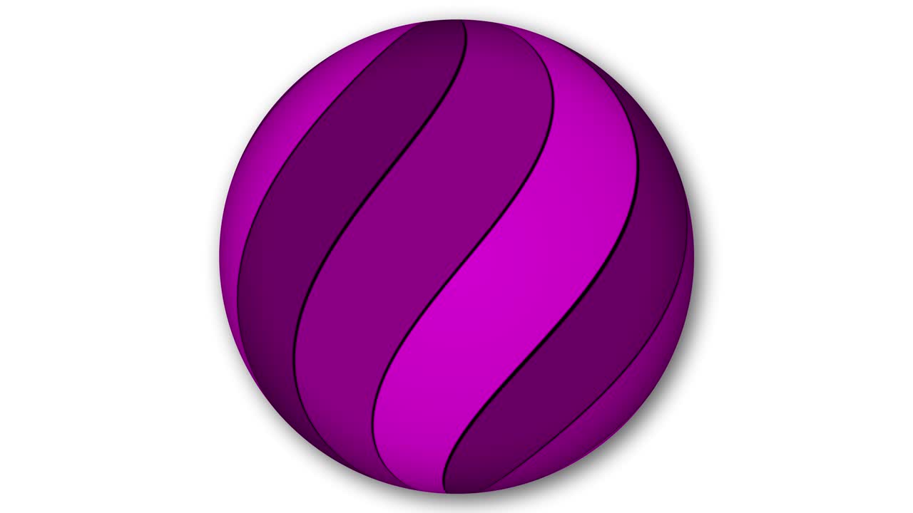 esfera abstracta de colores que se mueve en blanco. color rayado esfera abstracta que gira aislada en blanco.